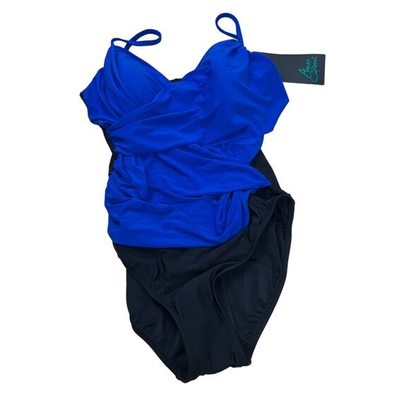Aqua Green Women's Blue and Black One Piece Swimsuit - Size Medium - NWT - Picture 1 of 10